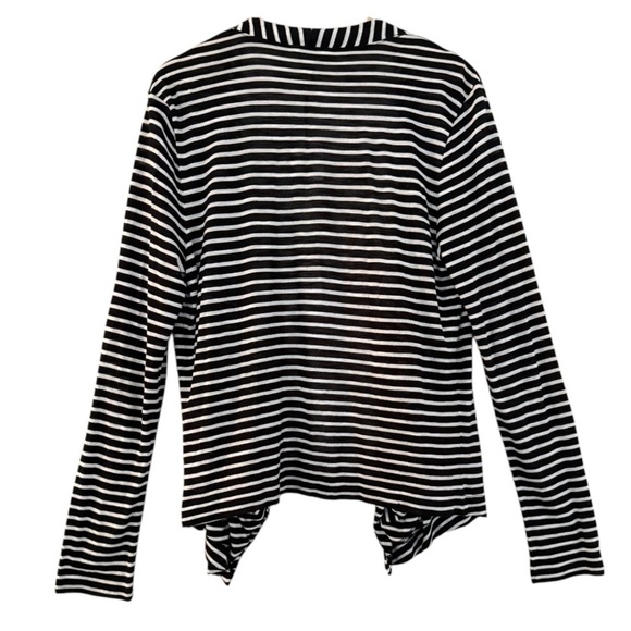 CALVIN KLEIN Striped Black & White Open Front Waterfall Cardigan Size L NEW - Picture 2 of 8